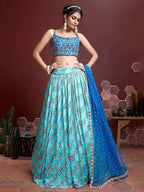 Chinon Lehenga with Real Mirror Work Embroidery & Dupatta