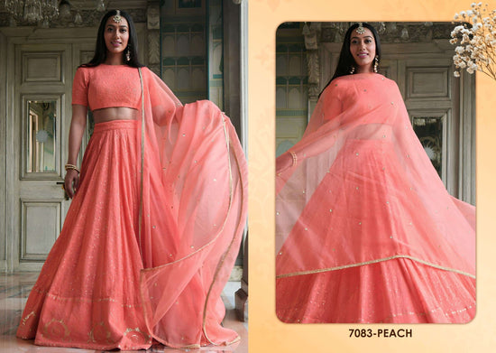 Georgette Embroidered Semi-Stitched Lehenga Choli